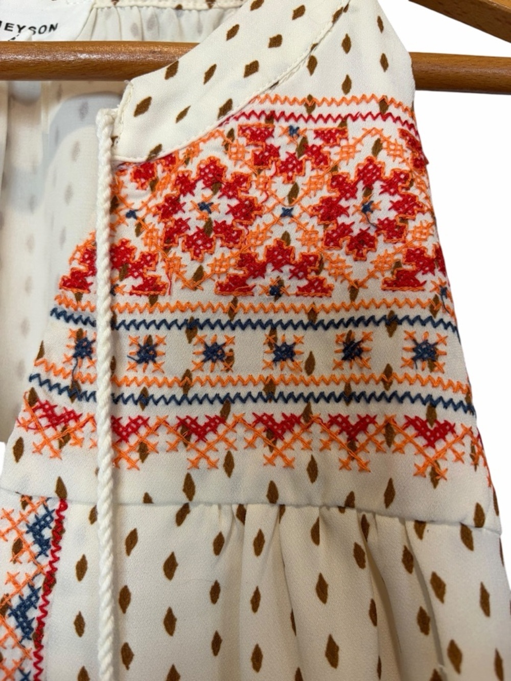 Embroidered Boho Cream Halter Camisole with Tassel Detail - Picture 5 of 7